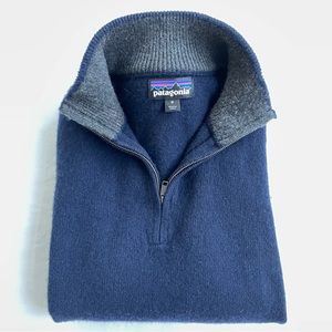 PATAGONIA 1/4 zip Cashmere sweater — Medium —Navy/Gray — 95% Cashmere 5% Wool